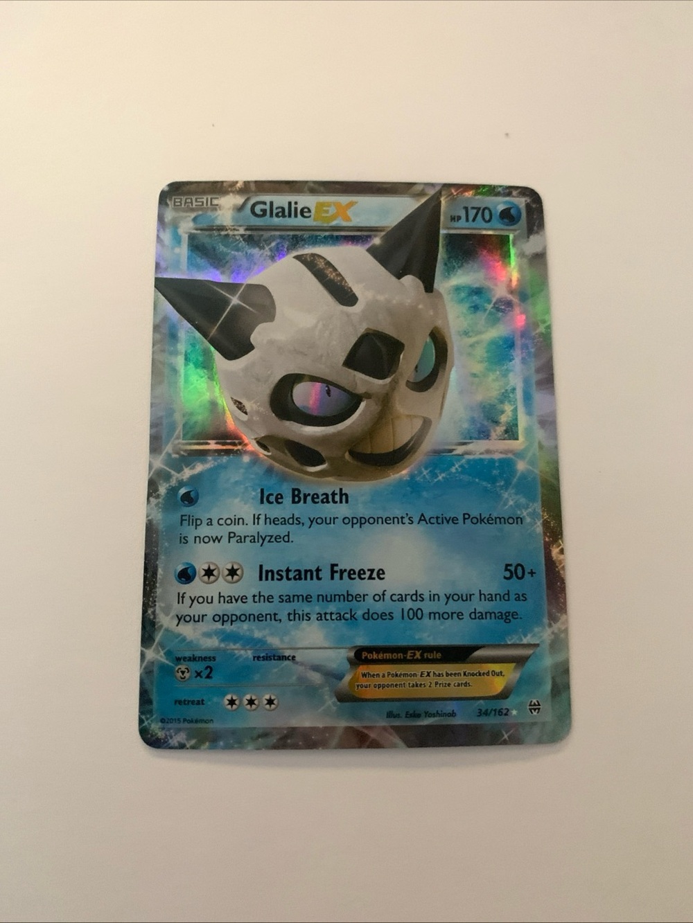 Pokemon Glalie EX Holographic Card - Blue